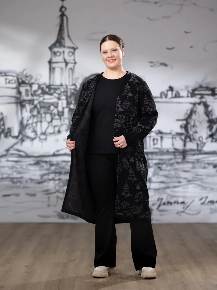 NEULEtakki (Sielulintu musta / tummanharmaa puuvilla)