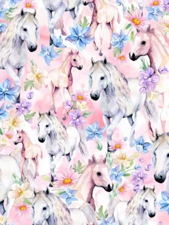 RUSETTIpanta (Flower horses vaaleanpunainen / sininen)