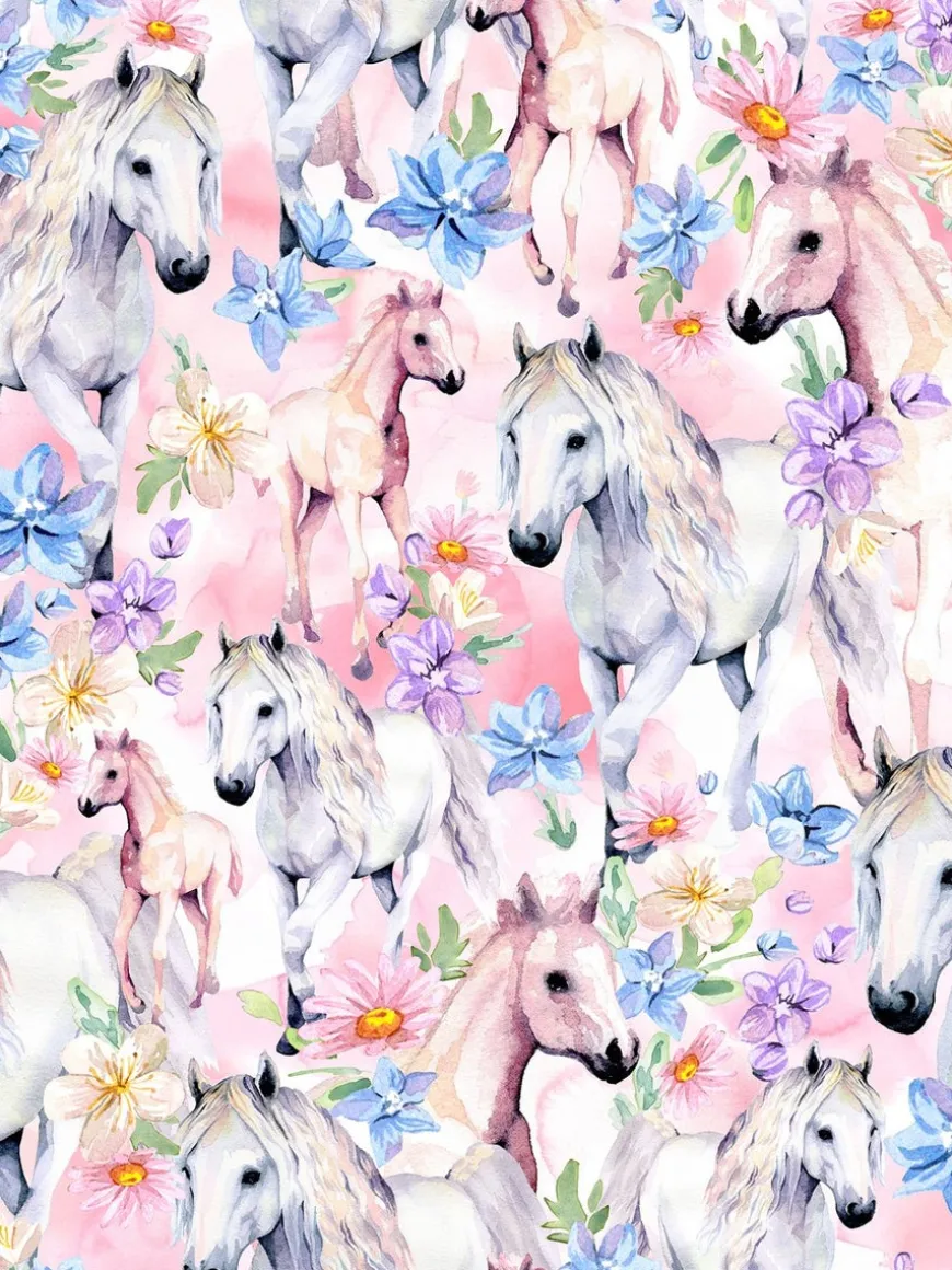 RUSETTIpanta (Flower horses vaaleanpunainen / sininen)