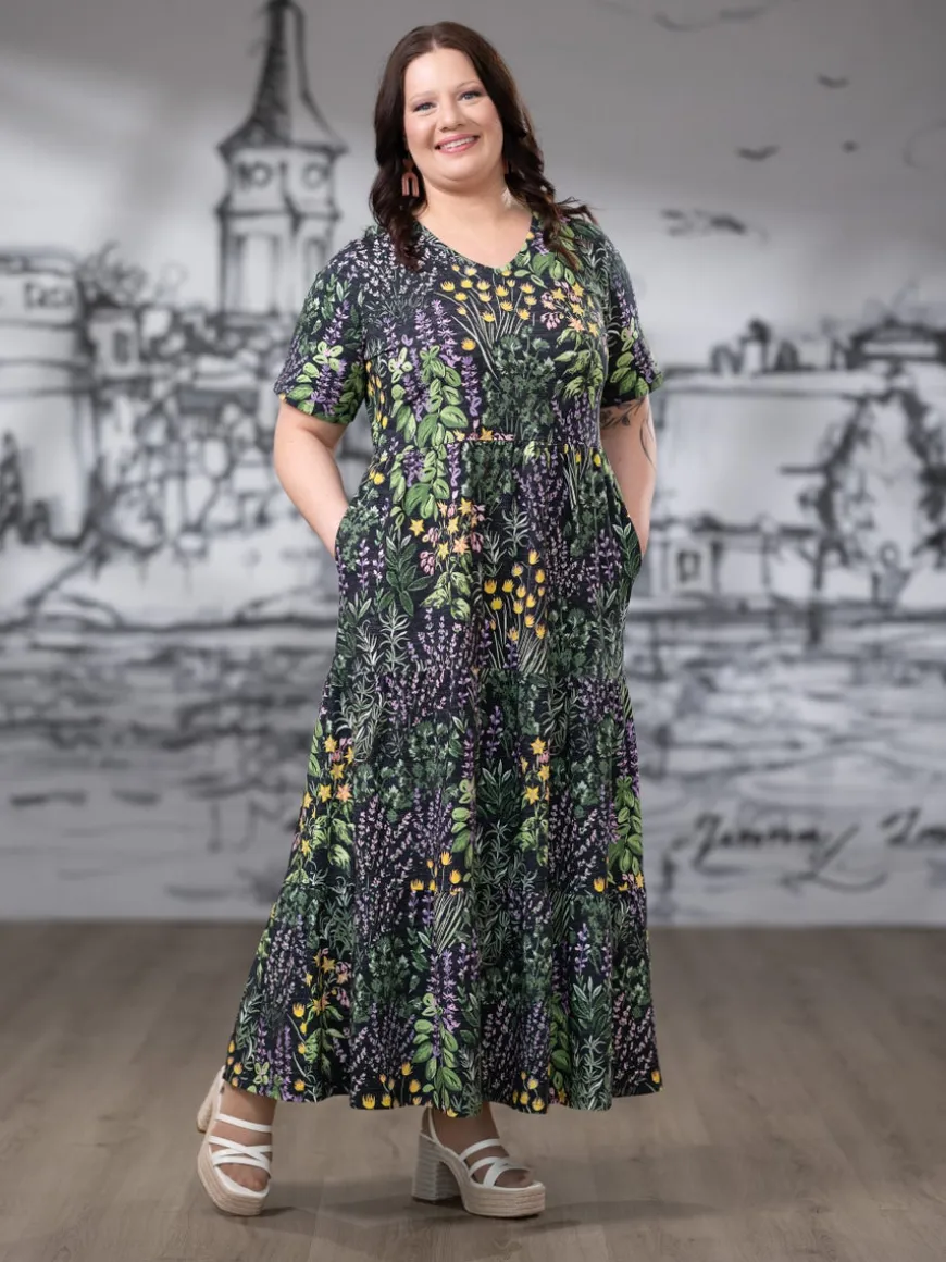 SUVImekko maxi (Yrttipuutarha musta / lila / keltainen trikoo)