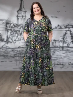SUVImekko maxi (Yrttipuutarha musta / lila / keltainen trikoo)