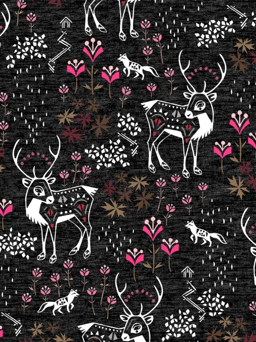 YÖmekko naisten (Porojen poluilla musta / pinkki trikoo)
